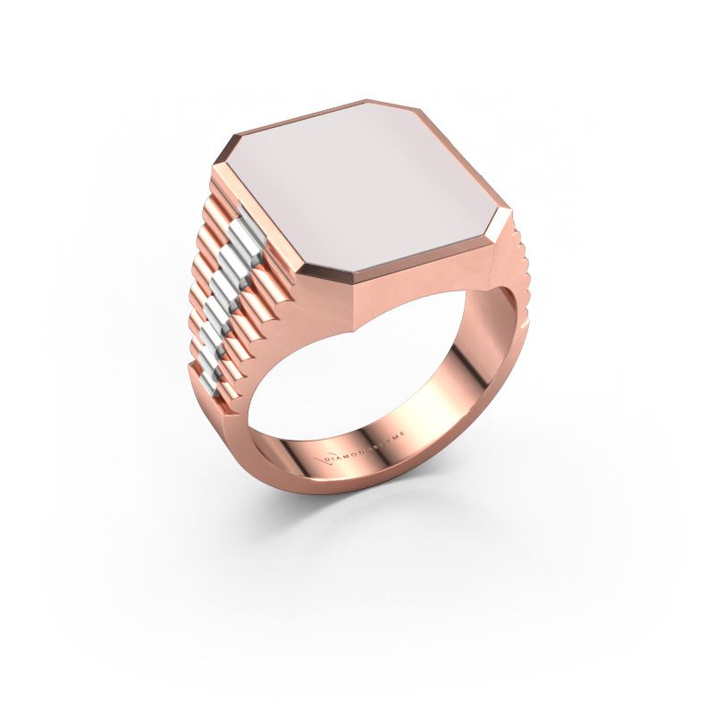 Chevalière Brent 4 585 or rose nicolo rouge 16x13 mm