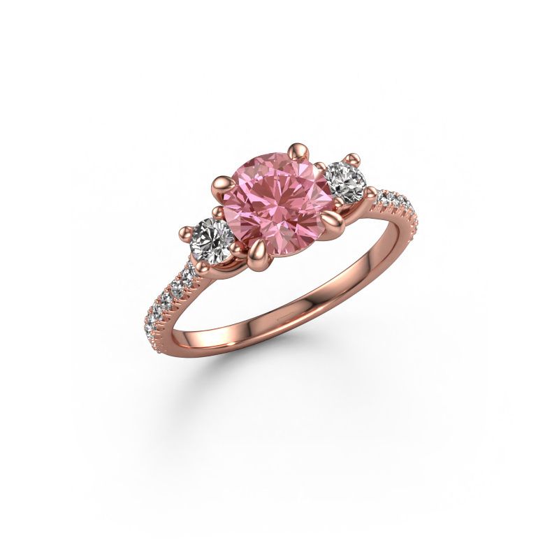 Engagement ring Jesica 585 rose gold pink lab grown diamond 6.8 mm