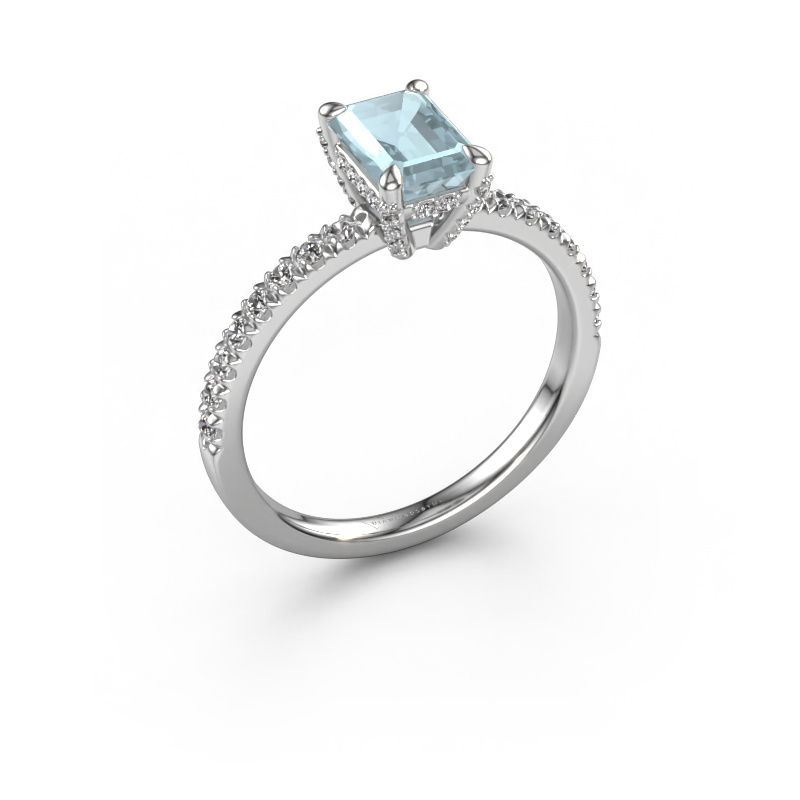 Engagement ring Saskia EME 1 950 platinum aquamarine 7x5 mm