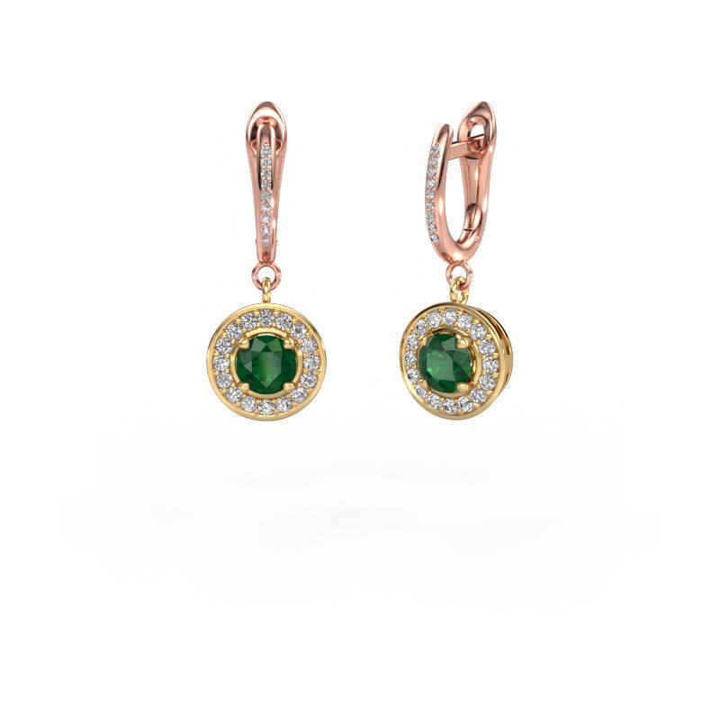 Drop earrings Ninette 2 585 gold emerald 5 mm