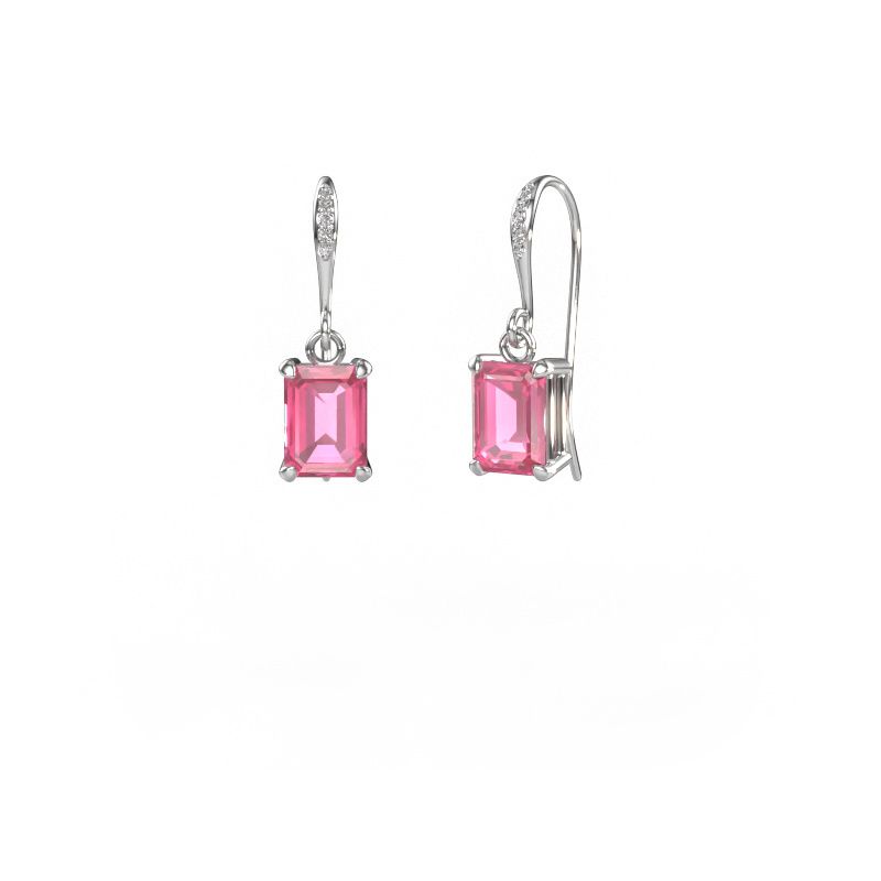 Pendants d'oreilles Laurie EME 2 585 or blanc saphir rose 7x5 mm