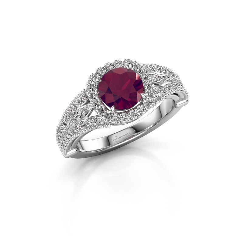 Image of Engagement ring Darla 950 platinum rhodolite 6.5 mm