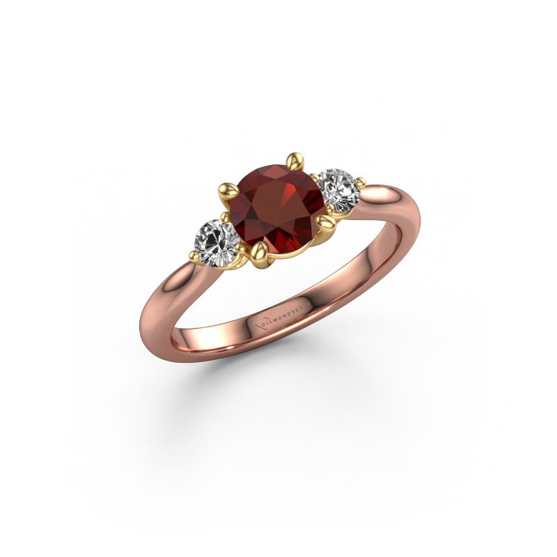 Engagement ring Lieselot RND 585 rose gold garnet 6.5 mm