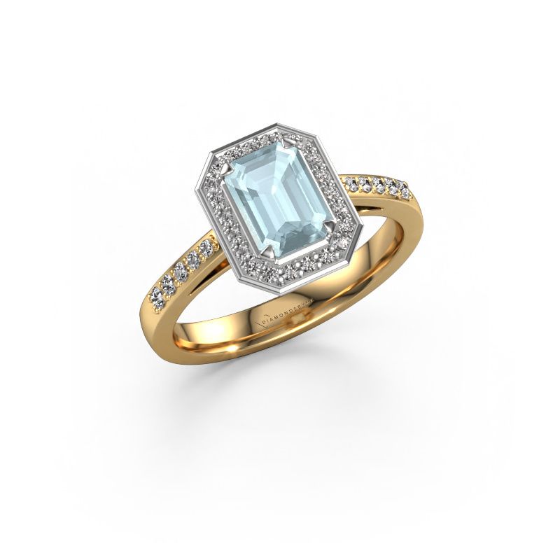 Engagement ring Dodie 2 eme 585 gold aquamarine 7x5 mm