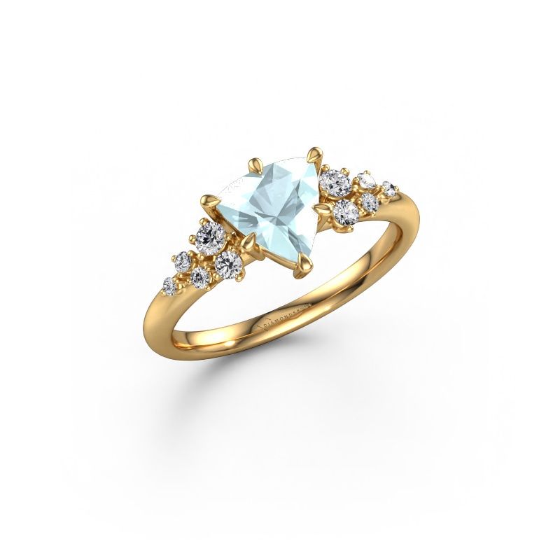 Engagement ring Royce TRI 585 gold aquamarine 7 mm
