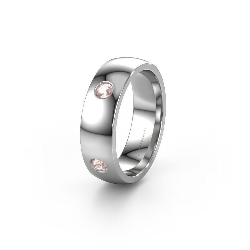 Wedding ring WH0104L26BP 585 white gold morganite champagne ±0.24x0.08 in