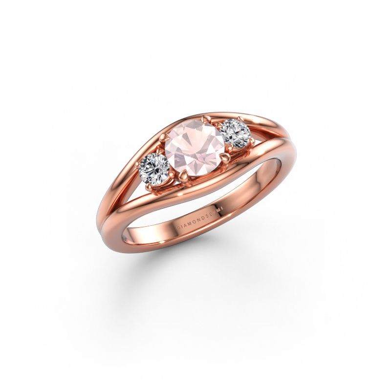 Ring Cassie RND 585 rose gold morganite champagne 5.4 mm