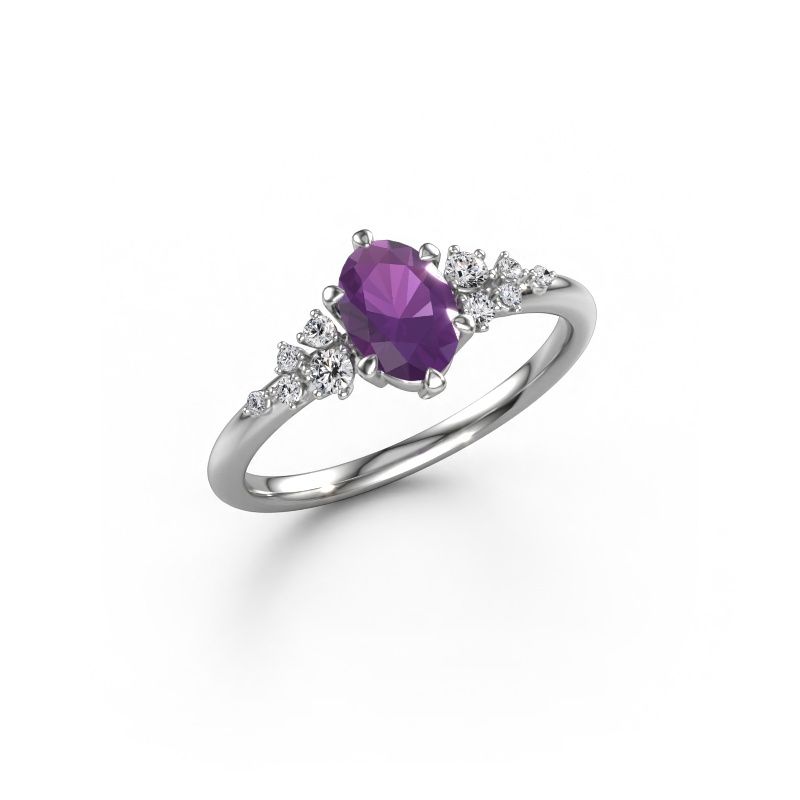 Ring Royce OVL 585 white gold amethyst 7x5 mm