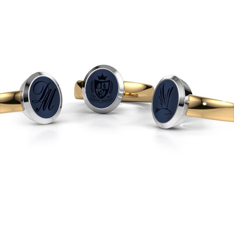 Afbeelding van Zegelring Oscar 2<br/>585 goud<br/>Donker blauw lagensteen 11x9 mm