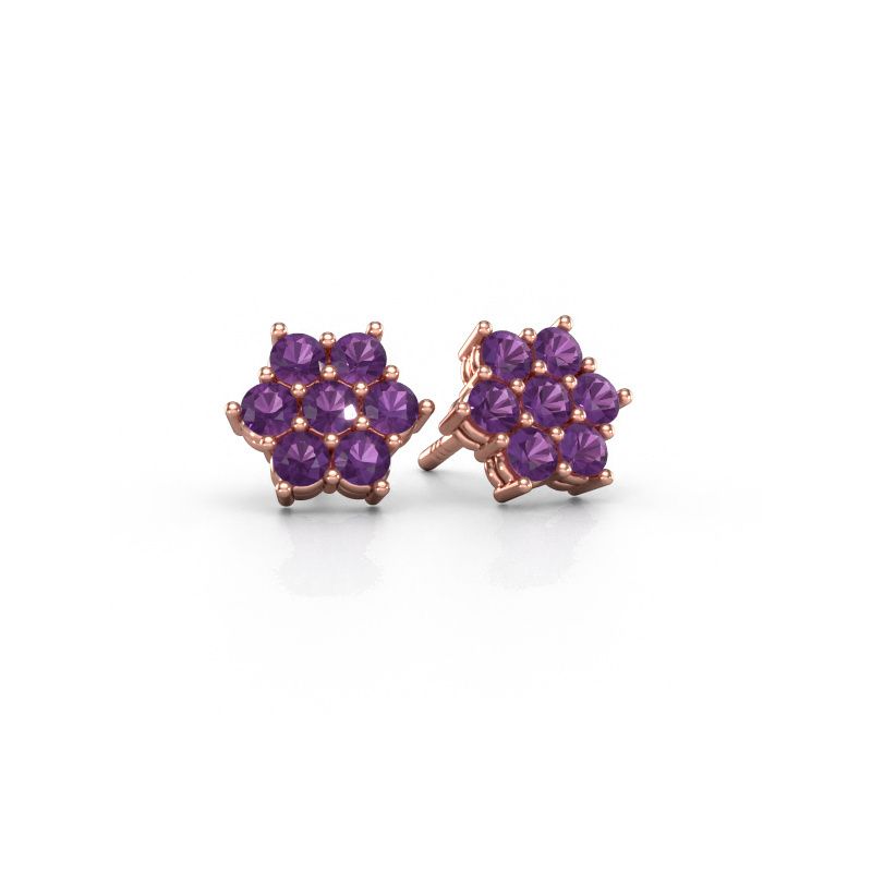 Oorstekers Bonita 585 rosé goud amethist 2.4 mm