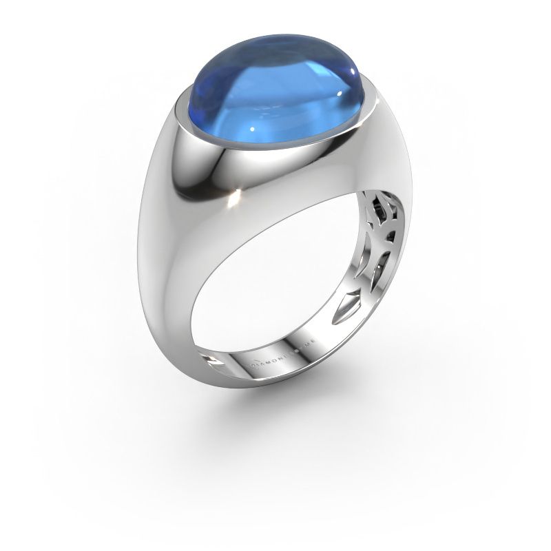 Ring Laurien 585 white gold blue topaz 12x10 mm
