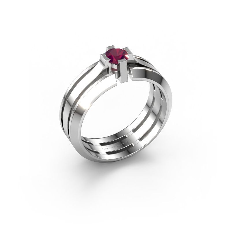 Bague pour homme Sem 950 platine rhodolite 4.7 mm