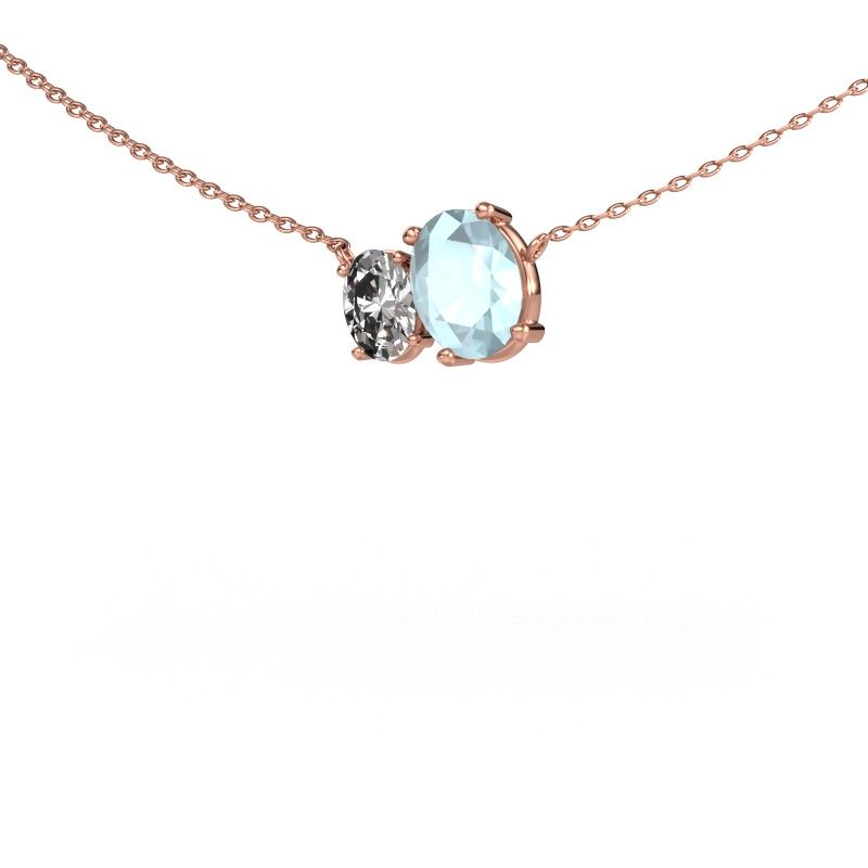 Anhänger Toi et Moi OVL OVL 585 Roségold Aquamarin 8x6 mm