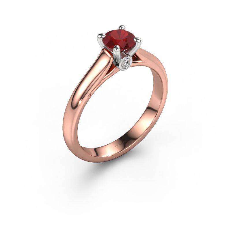 Verlovingsring Valorie RND 1 585 rosé goud robijn 5 mm