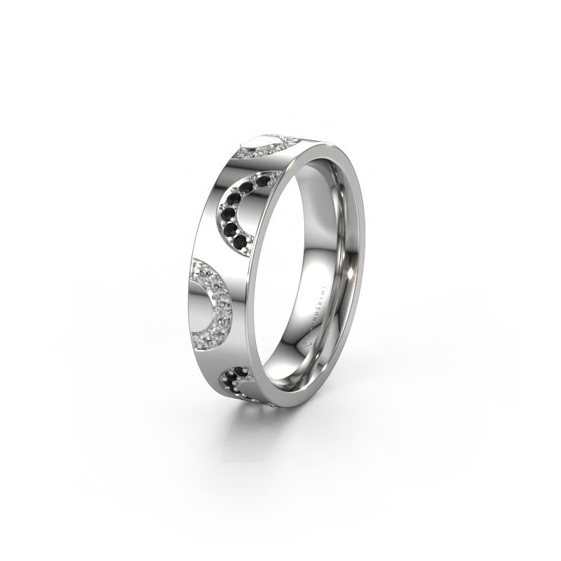Wedding ring WH0136L15BP 950 platinum black diamond ±0.20x0.08 in