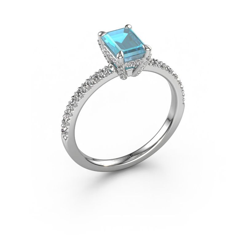 Bague de fiançailles Saskia EME 1 950 platine topaze bleue 7x5 mm