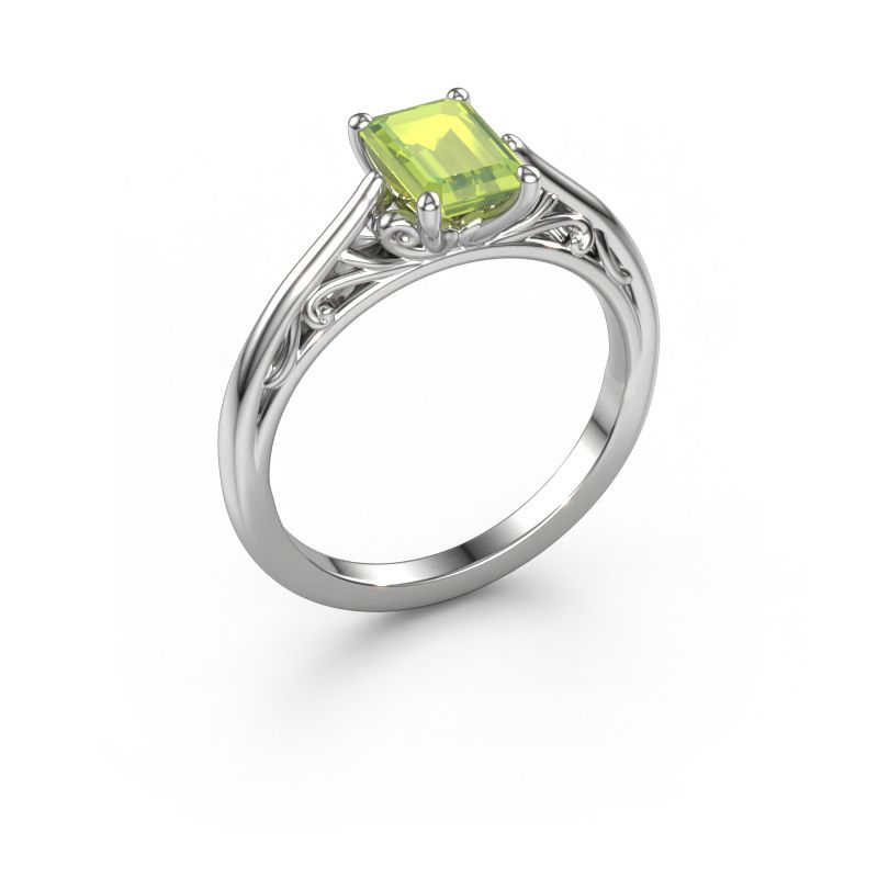 Verlobungsring Shannon eme 585 Weißgold Peridot 7x5 mm