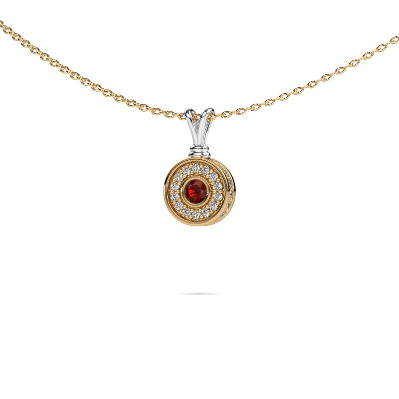 Pendant Roos 585 white gold garnet 3 mm