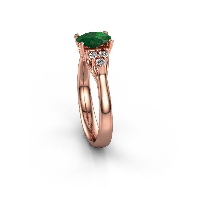 Afbeelding van Verlovingsring Monika OVL<br/>585 rosé goud<br/>Smaragd 7x5 mm