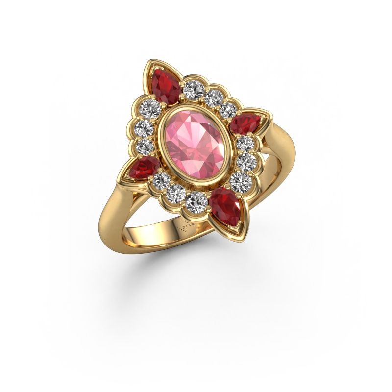 Engagement ring Door 585 gold tourmaline pink 7x5 mm