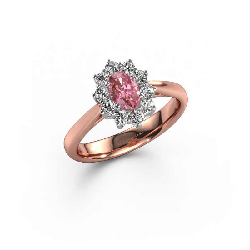 Engagement ring Leesa 1 585 rose gold pink lab grown diamond 6x4 mm