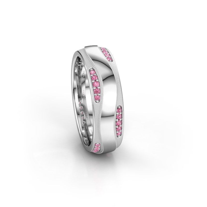 Image of Wedding ring WH2062L26BM<br/>585 white gold ±6x2 mm<br/>Pink sapphire