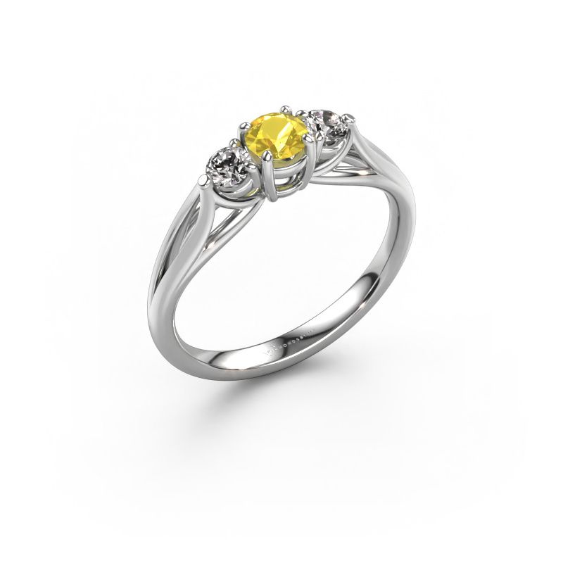 Engagement ring Amie RND 950 platinum yellow sapphire 4.2 mm