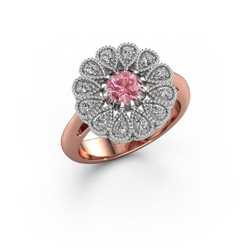 Engagement ring Kaat 585 rose gold pink lab grown diamond 5 mm