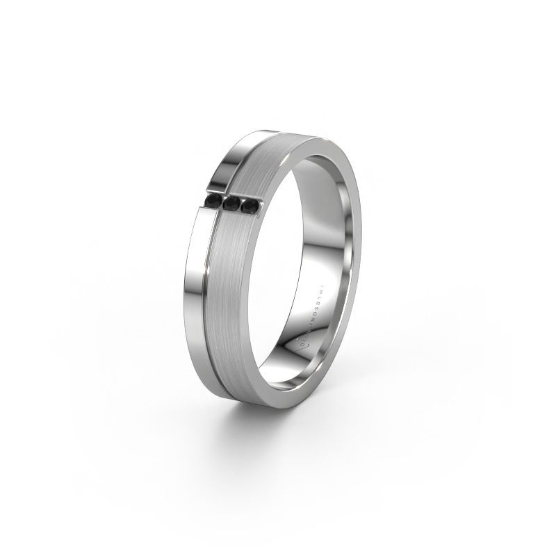 Wedding ring WH0157L14XPM 585 white gold black diamond ±4x1.4 mm