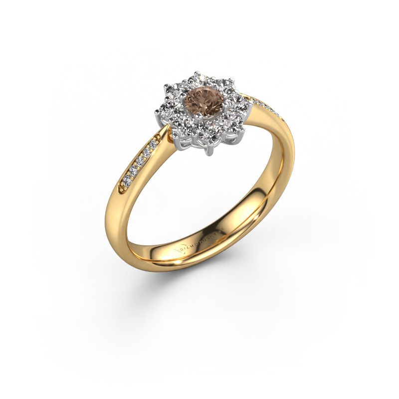 Verlovingsring Carolyn 2 585 goud bruine diamant 0.15 crt