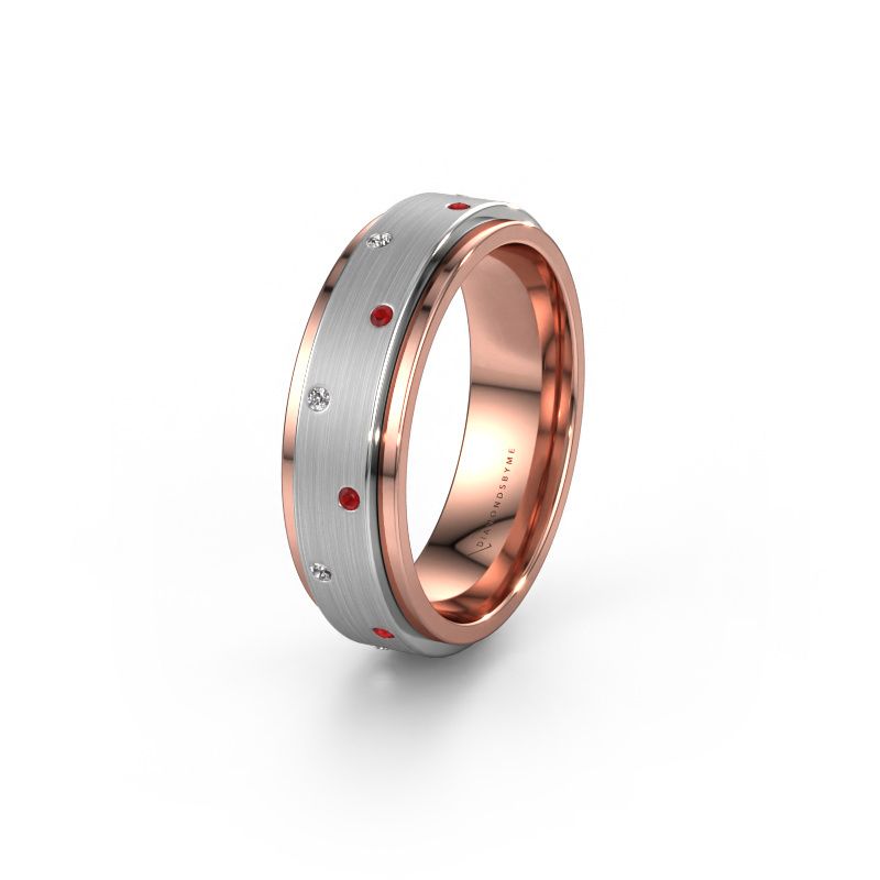 Wedding ring WH2134L 585 rose gold ruby ±6x2.2 mm