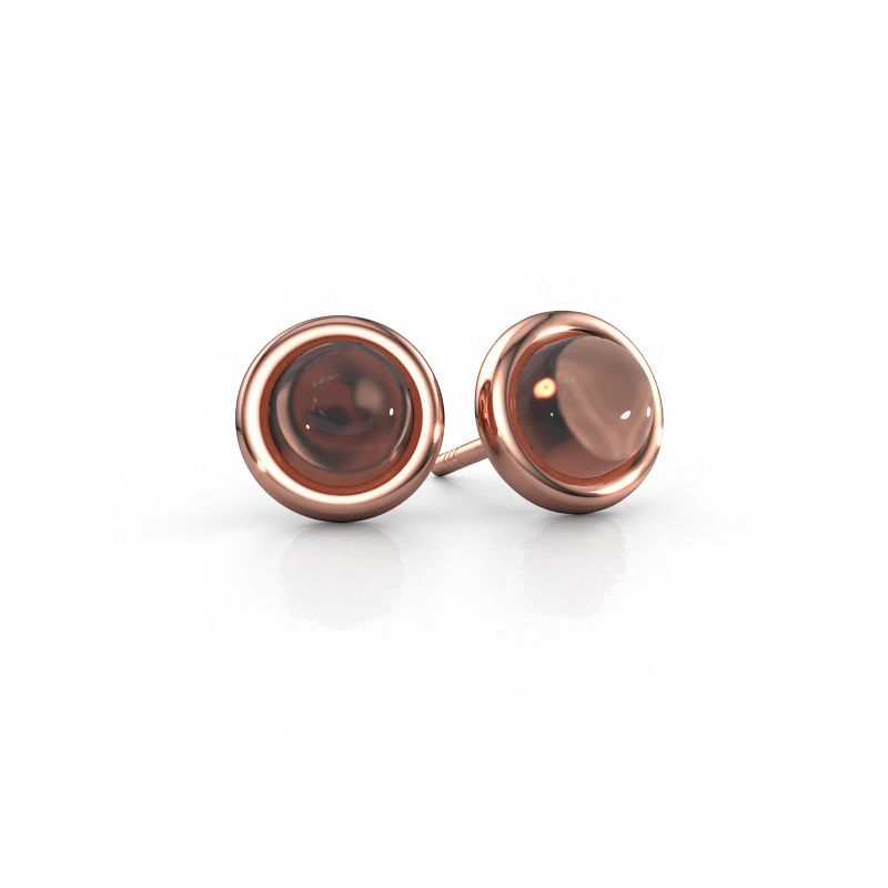 Clous d'oreilles Jodi 585 or rose quartz fumé 4,5 mm