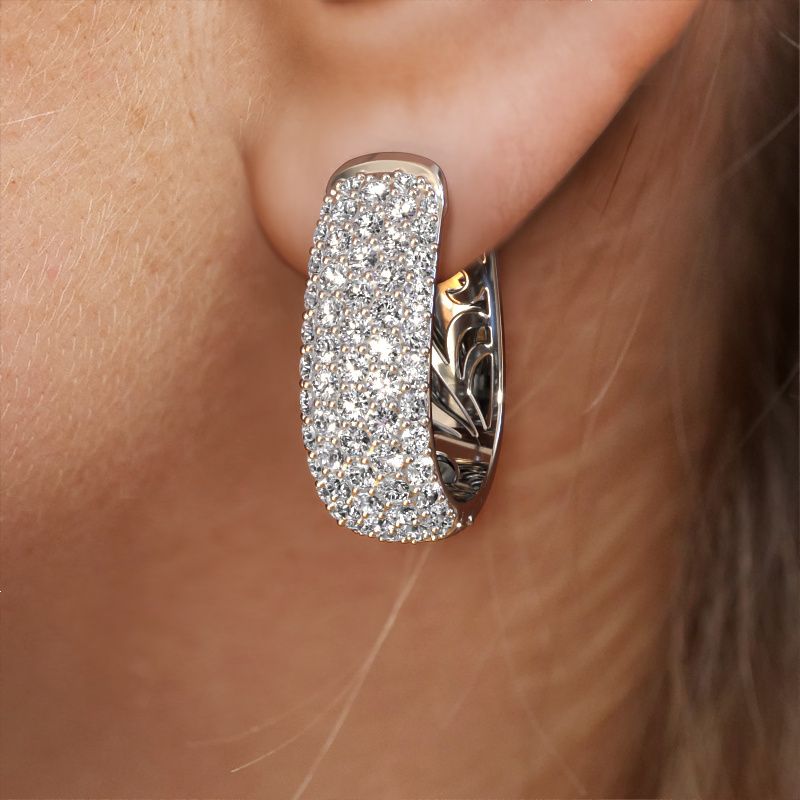 Image of Hoop earrings Danika 12.5 B 585 white gold zirconia 1.1 mm