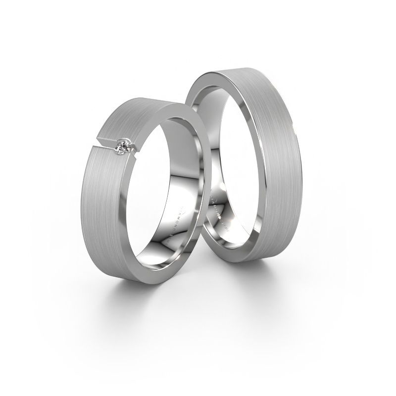 Eheringe set WH0120LM15BM ±5x2 mm 14 Karat Weißgold Diamant 0.03 crt