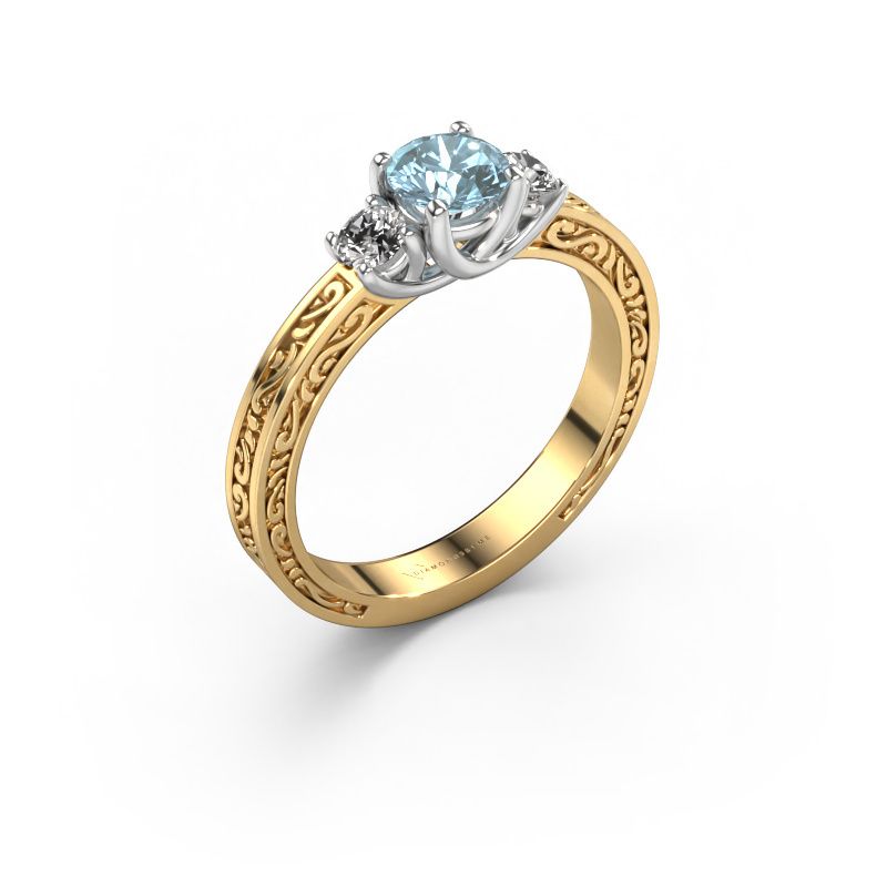 Engagement ring Betty 1 585 gold blue lab grown diamond 5 mm