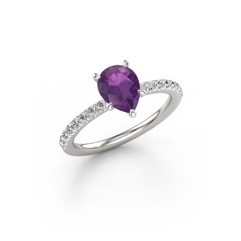 Bague de fiançailles Crystal PER 2 950 platine améthyste 8x6 mm