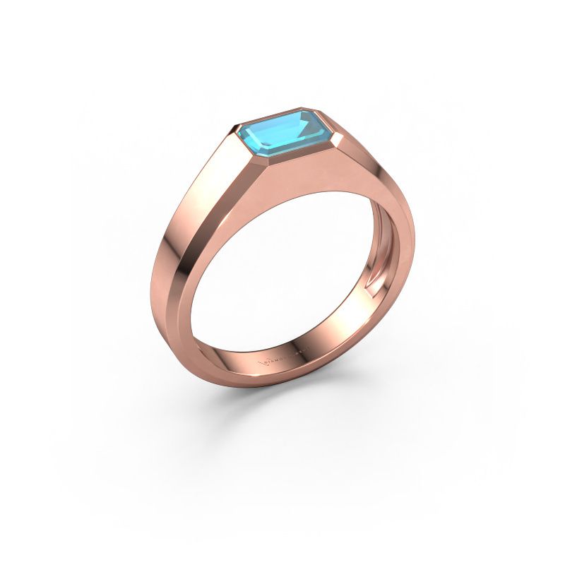 Men's ring Dylan 1 585 rose gold blue topaz 7x5 mm