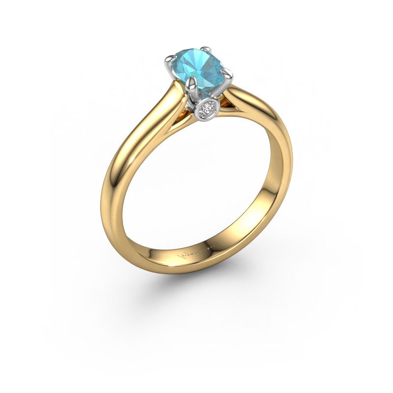 Engagement ring Valorie ovl 1 585 gold blue topaz 6.5x4.5 mm