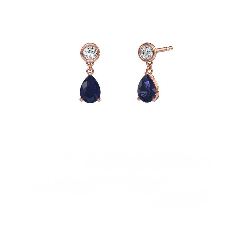 Pendants d'oreilles Lacey PER 585 or rose saphir 7x5 mm