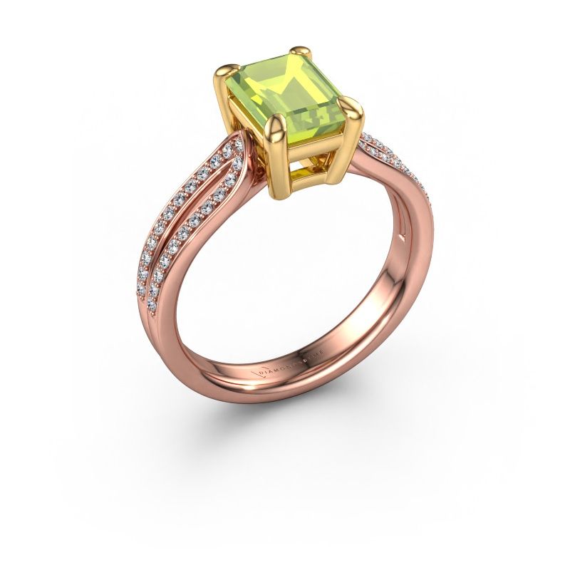 Engagement ring Antonia eme 2 585 rose gold peridot 8x6 mm