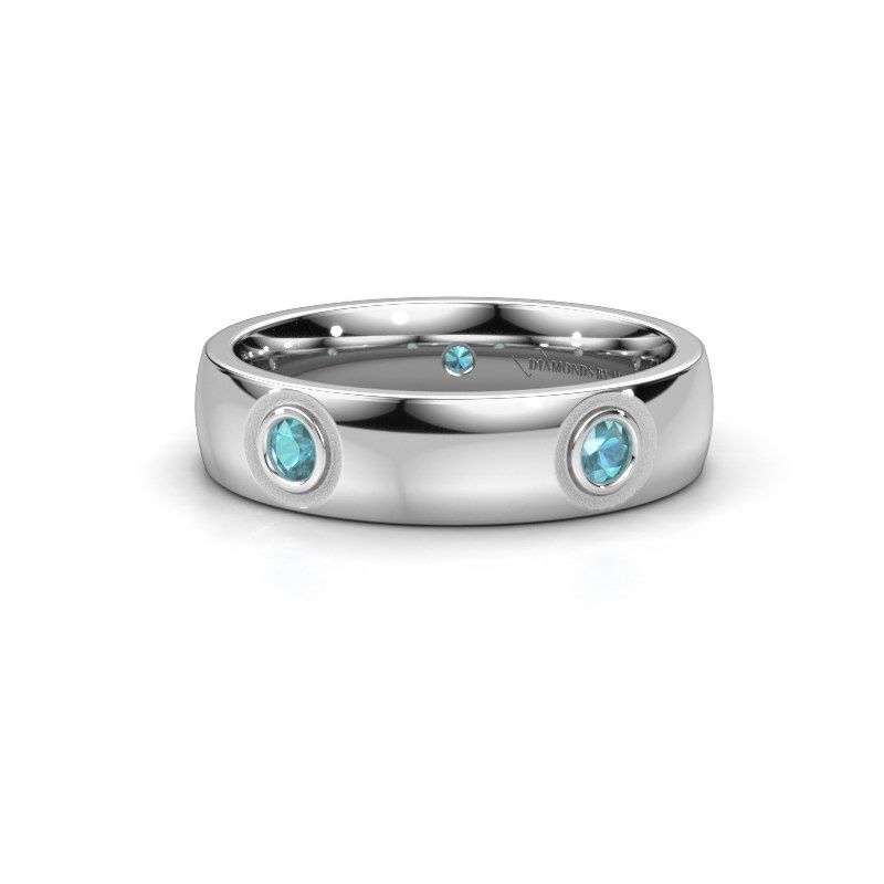Image of Wedding ring WH0139L25BP<br/>585 white gold ±5x2 mm<br/>Blue topaz