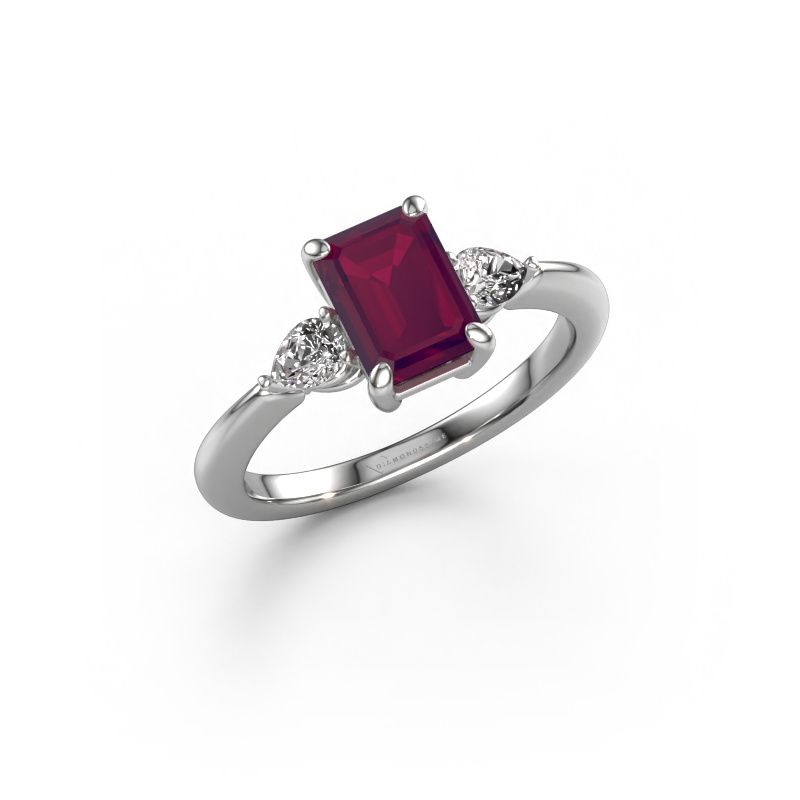 Verlovingsring Chanou EME 585 witgoud rhodoliet 7.5x5.5 mm