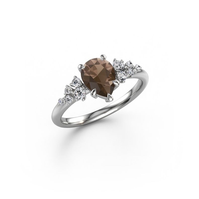 Verlobungsring Royce PER 950 Platin Rauchquarz 8x6 mm