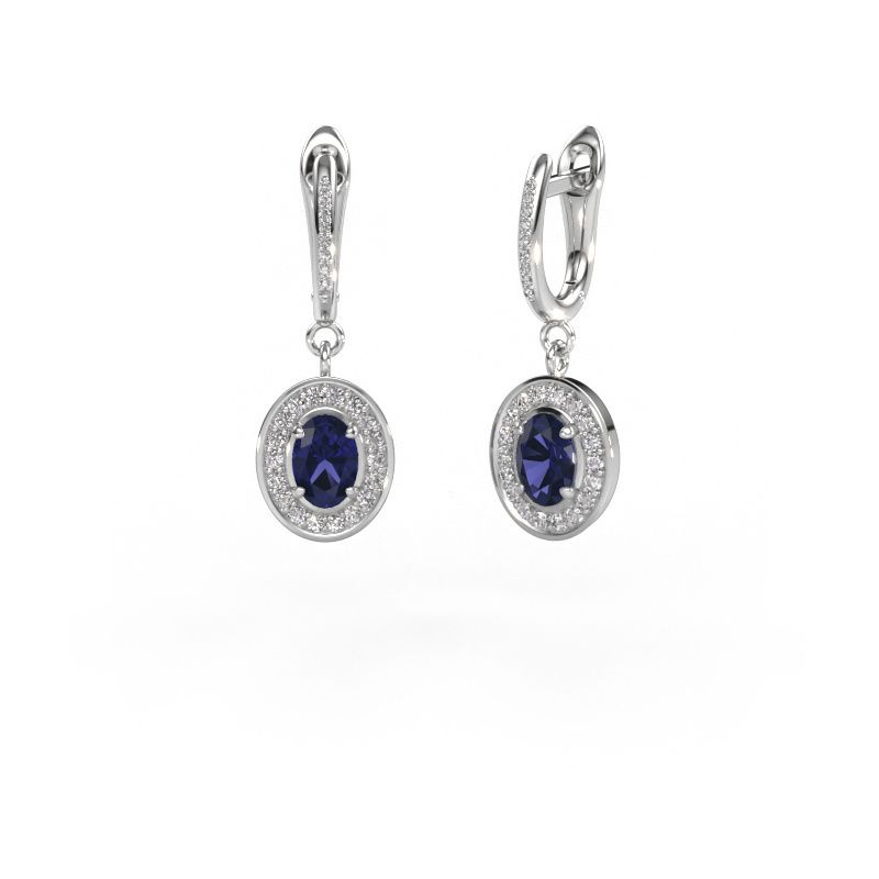 Drop earrings Layne 2 585 white gold sapphire 7x5 mm