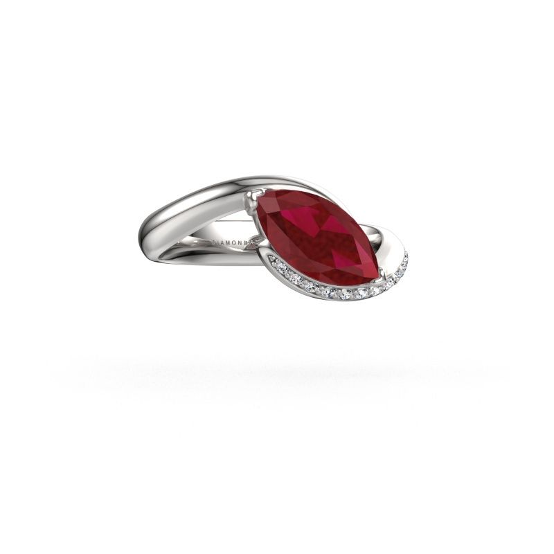 Engagement ring Aida MRQ side 950 platinum ruby 11x5.5 mm