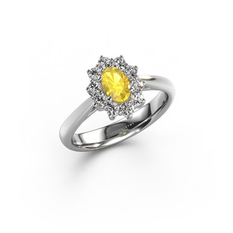 Verlobungsring Leesa 1 585 Weißgold Gelb Saphir 6x4 mm