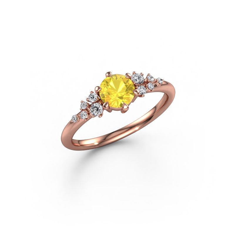 Ring Royce RND 585 rosé goud gele saffier 5.5 mm