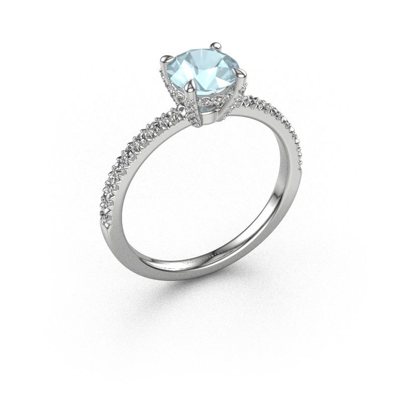 Verlobungsring Saskia rnd 1 585 Weißgold Aquamarin 6.5 mm