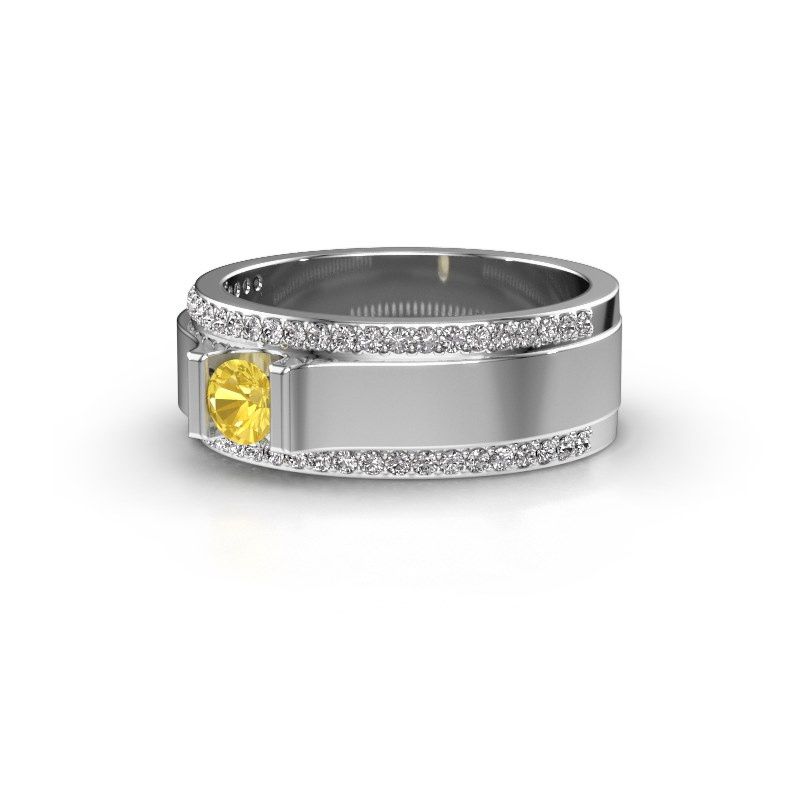 Afbeelding van Herenring Danillo<br/>950 platina<br/>Gele saffier 4.2 mm