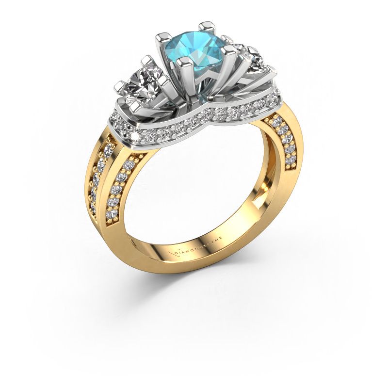 Verlovingsring Phileine 585 goud blauw topaas 5 mm